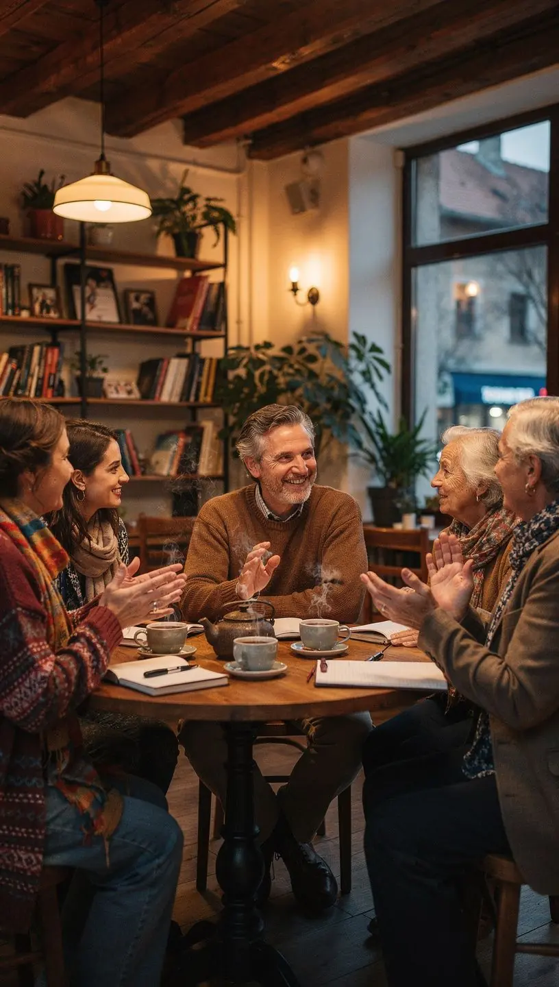 Csoportos meditációs foglalkozás, ahol résztvevők a természetben ülnek.