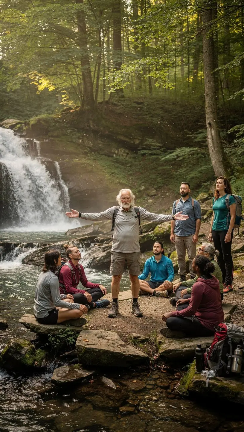 Csoportos meditációs foglalkozás, ahol a résztvevők nyugodtan ülnek, és figyelik a belső érzéseiket.