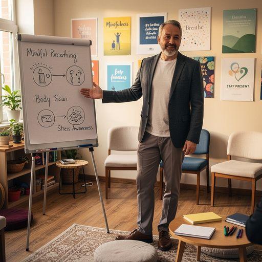 Könyvek és jegyzetek a meditáció és tudatosság témájában.